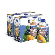 HAPPYTOT 해피 패밀리 토트 자연유래 배 블루베리 시금치 섬유질 단백질 토들러 이유식 4oz(113그램) 16팩, 113그램