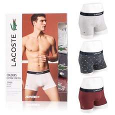 [라코스테] [ 언더웨어] LJ_3PACK 라이트그레이.패턴차콜.로즈(선물세트+페레로로쉐