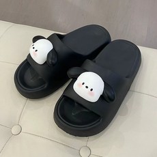 코지리빙 말랑말랑 까만콩 멍멍이 강아지 슬리퍼 산리오 캐릭터 실내화, 1개, 블랙
