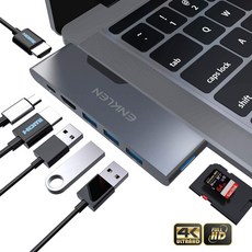 Mac OS 트리플 디스플레이 도킹 스테이션용 USB C 허브 8 in 2 ENKLEN Type C 동글 MacBook Pro 2019-2016 호환 MacBook Air, 단일옵션