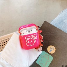 굿데이 컴퍼니 애플 에어팟 프로 방진 캐릭터 Apple AirPods1세대 2세대 3세대 분실 방지 소프트케이스 귀여운 실리콘 mRJT12, 핑크, AirPods3세대