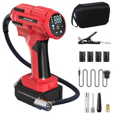 휴대용 무선 공기 압축기 타이어 팽창 펌프 빠른 팽창 자동 충전 자동차 오토바이, 02 Red EU Plug, 1개