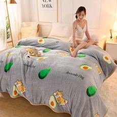 규성 겨울용담요 겨울블랭킷 플라워 프린트 플란넬 양면 두꺼운 보온 뚜껑 침대 시트 인불레벨 숏 낮잠 수건이불, 아보카도