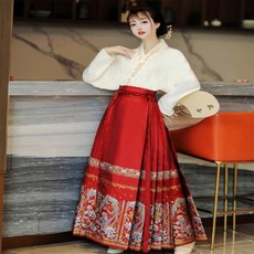 펑시 개량 중국 스타일 스키니 직조 골드 호스 페이스 스커트 데일리 0082024