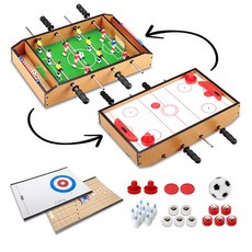6in1 양면 멀티 축구 볼링 하키 컬링 알까기 셔플보드 사커 보드 게임 기 테이블