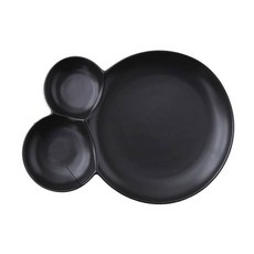 브랜드 수입 PC방 그릇 싸고예쁜 홈쇼핑 스테이크용 동그란 쇼케이스 횟집 접시 치킨 구절판 칸칸, 블랙
