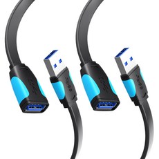 벤션 칼국수형 USB 3.0 고속 연장케이블 블랙, 2개, 1m