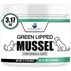 American Standard Supplements 고양이 파우더 개와 고양이를 위한 미국 표준 보충제 그린 립 홍합 조인트 모빌리티 지원 3.17온스90g Q1705649, 1개, 90g