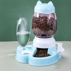마사지 쿠션 2.2L 반려동물 물 디스펜서 고양이 자동 피더 플라스틱 개 물병 사료 먹인 그릇 음용 장치컬러 그레이1블루1, 1개