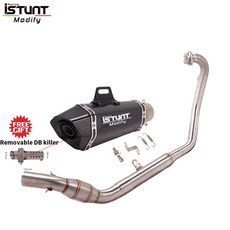 오토바이 배기 전체 시스템 이스케이프 프론트 링크 파이프 탄소 섬유 머플러 슬립 온 CFMoto NK250 250SR, 1개