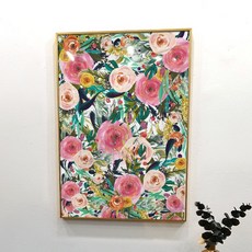 이나코리아 예쁜 꽃그림 액자 패턴 인테리어 그림 맥시멀라이프, 골드 메탈