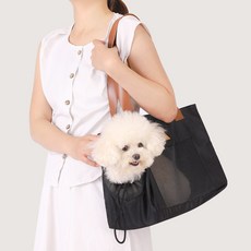 빈치 땀 한 땀 편안함을 담은 강아지 이동가방 여름 냉감 쿨원단 통품 기내용, 1개, 블랙
