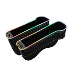 자동차 시트 갭 필러 컵 홀더 LED 틈새 보관 오거나이저 박스 2USB 충전기 포함 7 가지 색상 변경 액세서리, [05] 1pcs left red, 05 1pcs left red