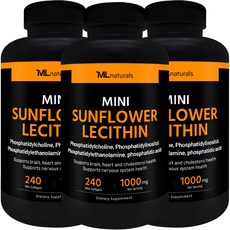[미국빠른직구] 신제품 마이라이프 내추럴스 미니 해바라기 레시틴 1000mg, 3개, 240정
