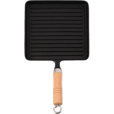 남부 아이언 크래프트 그릴 빵 21 cm나무 무늬 IH 대응 철제 일본제 블랙 IC-028, 단일옵션, 1개