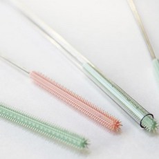 온 실리콘 빨대 세척솔, 크림그린, 1개