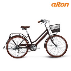 2024년 알톤 클래식 2407A 7단 24인치 알루미늄 여성용 바구니 자전거, 다크브라운