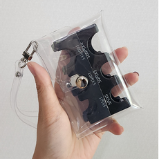 레드에셋 일본 엔화 동전지갑 2개 더블 케이스 포함 여행 필수품, 1세트, 블랙