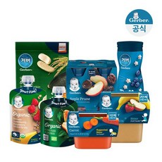 [공식판매점] 거버 이유식 퓨레 퍼프 5개 세트 38종 모음전, 상세설명 참조, 오가닉파우치 1단계 사과(5개)