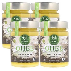 4th & Heart Ghee Clarified Butter Grass-Fed Vanilla Bean 포스앤하트 정제 기버터 바닐라 빈, 255g, 4개