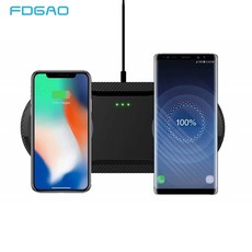 20 w 빠른 무선 충전 도킹 스테이션 삼성 s10 s9 10 w 듀얼 qi 무선 충전기 패드 애플 airpods 아이폰 x xs xr 8, 1개, WHITE