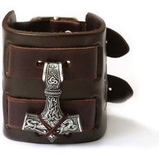 HAQUIL 가죽 토르 망치 Mjolnir 바이킹 팔찌 Norse 켈트 팔찌 바이킹 보석 생일