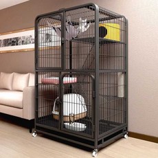 고양이 철장 케이지 격리 대형 철망 고양이철망 공간 애견, 검정 대형 2층 78x54x100 세트2, 검정 대형 2단 78x54x100 세트2