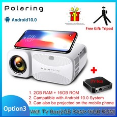  가정용 휴대 미니 갓성빔 프로젝터 Polaring-A1 네이티브 리얼 1080P 4K 비디오 2.4 및 5G HD 4000 루멘 홈 시네마 Proyector 캠핑, [02] with TV Box 2-16, [01] EU 플매트 카펫 매트 카펫 매트 카펫 러그 