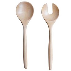 이케아 커트러리 샐러드 서버 서빙스푼 포크 명품 1 세트 2pcs 라운드 우드 및 우드, 노랑
