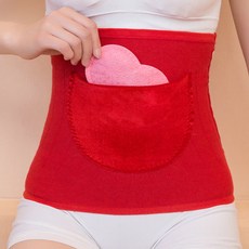 배 따뜻하게 생리통 밴드 핫 찜질 팩 밴드, 포켓 얇은 레드 + M개