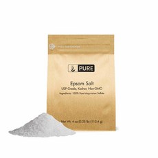 Pure Organic Ingredients Epsom Salt Pure Magnesium Sulfate USP 퓨어오가닉 엡섬 솔트 퓨어 마그네슘 4oz(113.4g), 1개