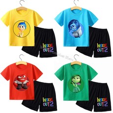 디즈니 Inside Out 2 세트 티셔츠 만화 상의 반바지 바지 잠옷 홈웨어 의류 어린이 선물 여름