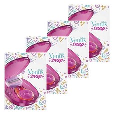 Venus 스냅 헤어 리무버 포 스무스 스킨 면도기 + 리필2개, 4개
