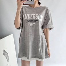 유니버 레터링 박스 티 빅사이즈 롱티 오버핏 라운드 반팔