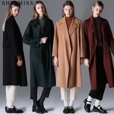 [KT알파쇼핑][쉬즈미스(SHESMISS)] 세미오버핏 캐시미어울소재 핸드메이드 롱코트 (택가격 398000원)
