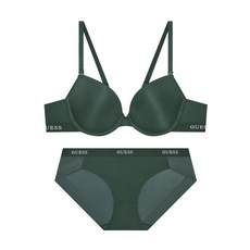 (백화점 정품) 게스 UNDERWEAR 플랫 에어로쿨 브라 팬티 세트 - 카키 927594, 75B.95, 1개