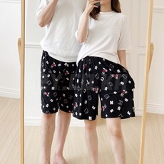 디즈니 커플 아이스 반바지 (알파벳 블랙)