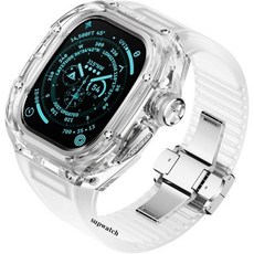 Rm 케이스 49mm K9 유리 투명 불소 고무 밴드 애플워치 울트라 액세서리용 모드 키트 남성용 클리어 커버 교체 스트랩 아이워치용, Tr-tr-s_Ultra 49mm