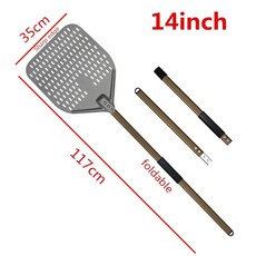 나무 손잡이 알루미늄 피자 삽 팔라 케이크 베이킹 도구 나이프, 16.14inch 117cm, 1개