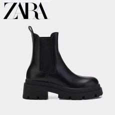 자라 ZARA 23S 앵클 부츠 워커 통굽 키높이 첼시 천연소가죽