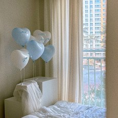 현재의태도 하트풍선 발레코어 리본 스탠드 세트, 1세트, 1. 블루스카이블루 1세트, 1. 블루스카이블루