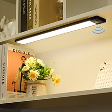 스탠드조명 초박형 led 조명 캐비닛 조명 pir 모션 센서 led usb 충전식 블랙 알루미늄 주방 캐비닛 조명 조명 led, 검은색, 따뜻한 흰색 3000k, 40cm