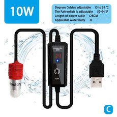 USB 미니 수족관 가열 막대 물고기 탱크 10W 15W 잠수정 온도 조절기 히터 18-34°C 외부 컨트롤러가 있는 거북이를 위한 조절 가능한 제어, 1개