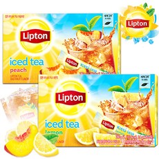 립톤 [Lipton] 아이스티 복숭아맛 20T+레몬맛 20T 홍차분말, 40개, 14g, 20개입