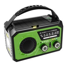 NOAA FM 비상 생존 경보 16000mAh AM 호환 야외 라디오 3 SOS 상황 WB 스피커 블루투스 라디오 기상 5 비상, Green