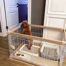 아리펫룸 오픈형 고양이 강아지 소중대형견 디럭스 특수 보호 울타리, 1개, 연갈색 8조각 50cm 강화