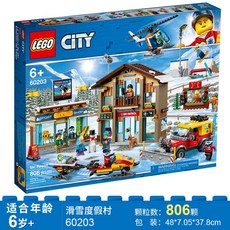 2021 신상품 레고 시티 우주 로켓과 발사 관제소 잠수함 소방차 경찰 우주선 60228 레고 호환 블록 장난감 31종 어린이 유아 선물, 스키리조트 60203