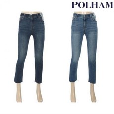 POLHAM 폴햄 여성 슬림핏 히든밴딩 인디고 데님 팬츠