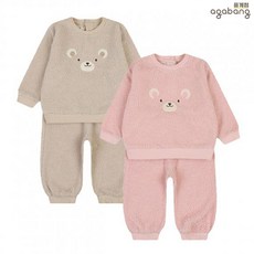아가방 중계점 제프 뽀글이 상하 2Color (BEIGE PINK) *24년 겨울신상* 보송보송 뽀글이 소재의 귀여운 곰돌이 디자인의 상의와 밴딩 팬츠 구성의 상하복 세트