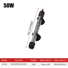 110v 온도 220v 탱크 수족관 막대 조절기 25W 200W 300W 100W 가변 히터 잠수정 물고기 50W, EU 220-240V